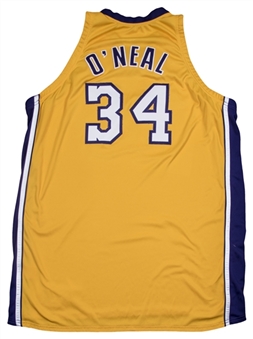2000-01 Shaquille ONeal Game Used and Signed Los Angeles Lakers Home Jersey (D.C Sports, JSA & PSA/DNA)